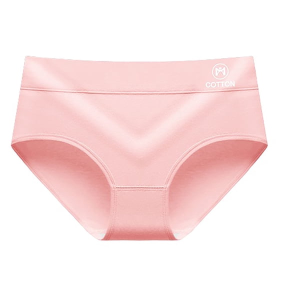 Ruyang Women's Solid Color Mid High Waist Cotton Material High Stretch Plus Size Loose Comfortable Fit Casual Underwear Womens Cotton Briefs Underwear without Elastic Leg Openings