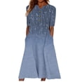 thumbnail image 1 of Ruyang Women's Summer Boho Floral Maxi Dress Casual Loose Summer Short Sleeve Beach Vacation Dresses With Pockets Denim Dress Long Sleeve, 1 of 5