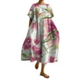 thumbnail image 1 of Ruyang Women's Summer Dresses Retro Botanical Floral Design Printed Casual Loose Dress With Pocket Short for Women, 1 of 4