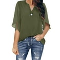 thumbnail image 1 of Ruyang Women's Summer Dressy Chiffon Blouses Flutter Sleeve Blouse Tops V Neck Ruffle Short Sleeve Tunic Tops For T Shirt plus Size Chiffon Shirt, 1 of 5