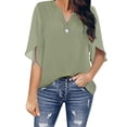 thumbnail image 1 of Ruyang Women's Summer Dressy Chiffon Blouses Flutter Sleeve Blouse Tops V Neck Ruffle Short Sleeve Tunic Tops For T Shirt plus Size Chiffon Shirt, 1 of 5