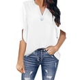 thumbnail image 1 of Ruyang Women's Summer Dressy Chiffon Blouses Flutter Sleeve Blouse Tops V Neck Ruffle Short Sleeve Tunic Tops For T Shirt plus Size Chiffon Shirt, 1 of 5
