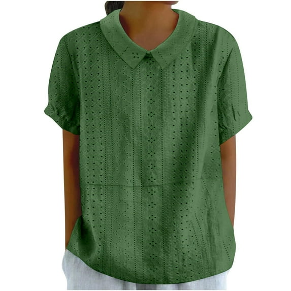 Ruyang Women's Summer Shirts Solid Round Neck Breathable Comfortable Loose Casual Short Sleeved Top Active Womens Tops