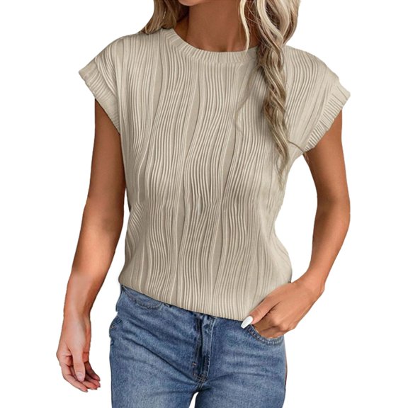 Ruyang Women's Summer Tops 2024 Short Sleeved Solid Color Round Neck Loose T Shirt Top Women Short Sleeve Shirts Cotton