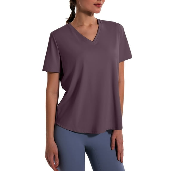 Ruyang Women's T Shirts V-Neck Short Sleeve UPF 50+ Sun Protection Sportswear Quick Drying Athletic Shirts Outdoor Workout Tee Tops