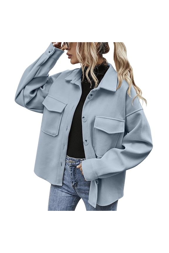 Women's Trench Coats Women Crop Double Breasted Trench Coat Raglan Sleeve Work Office Cropped Jacket With Pockets