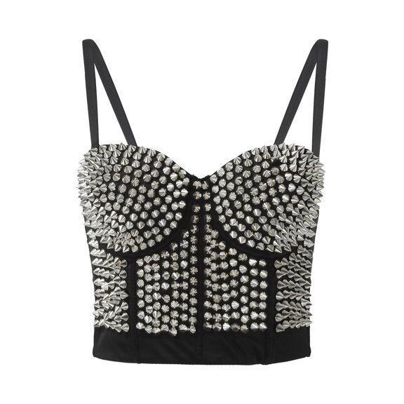 Ruyang Women's Vest, Womens Corset Clothing Hand Sewn Nightclub Rhinestone Suspender Sequin Diamond Corset Top Women Crop Tops