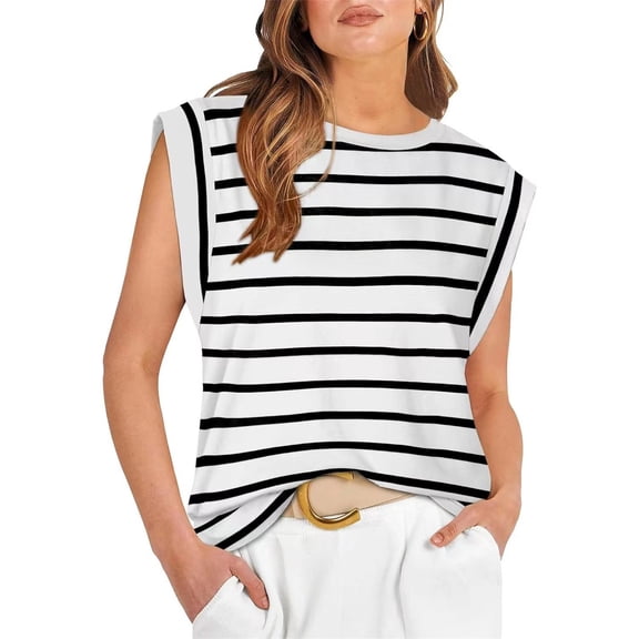 Ruyang Women's Vests Summer Ladies Tank Tops for Women Classic Sleeveless Elegant Tank Blouses Loose Fit Work Blouses Shirts