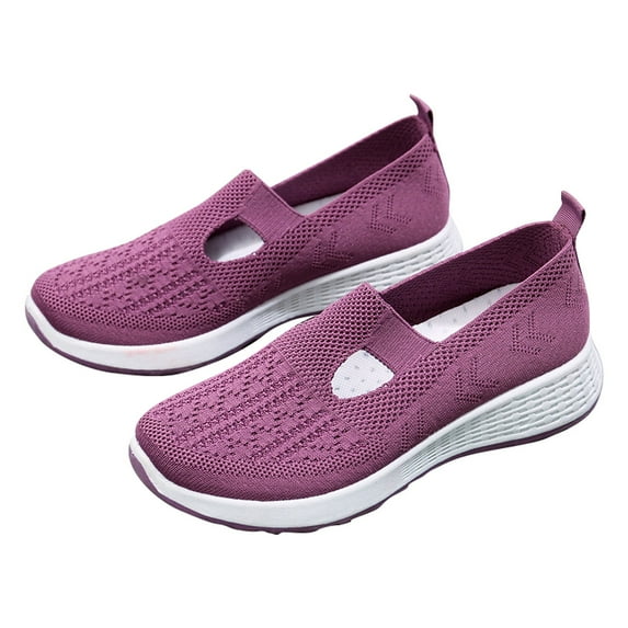 Ruyang Women's Woven Orthopedic Breathable Soft Shoes Go Walking Slip On Foam Shoes Hands Slip In Sneakers Arch Support Wedge Women Shoes