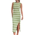 thumbnail image 1 of Ruyang Womens Bodycon Summer Casual Midi Sundress Sleeveless Cute Hollow Out Knit Side Slit Striped Long Tank Dress Long Sleeve Shirt Dress, 1 of 6