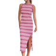 thumbnail image 1 of Ruyang Womens Bodycon Summer Casual Midi Sundress Sleeveless Cute Hollow Out Knit Side Slit Striped Long Tank Dress Long Sleeve Shirt Dress, 1 of 6
