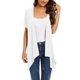 thumbnail image 1 of Ruyang Womens Cardigan Short Sleeve Open Front Lightweight Casual Comfy Long Line Drape Hem Soft Knit Cardigans Sweater, 1 of 3