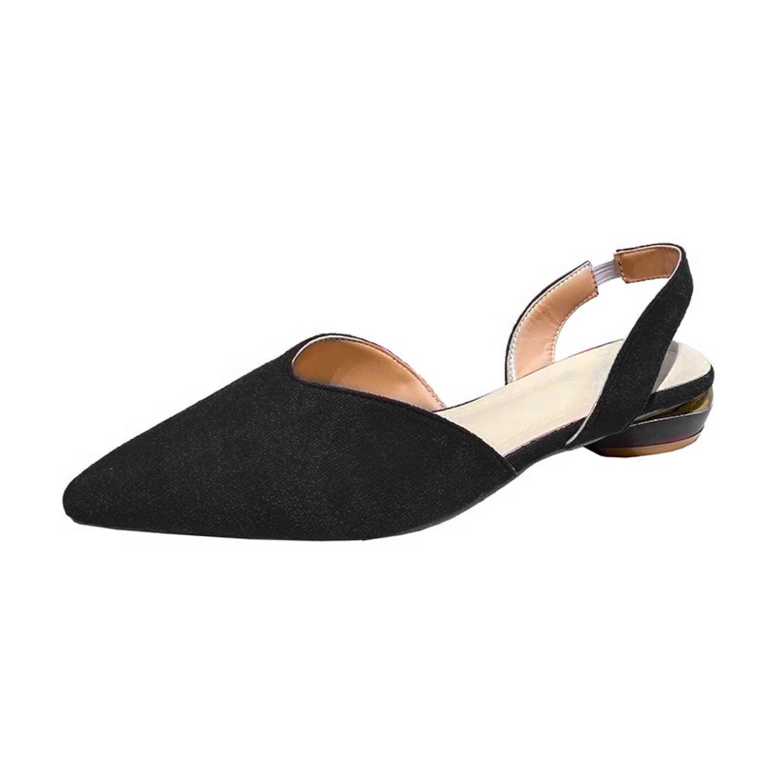 Ruyang Womens Flat Pointed Toe Slingback Shoes,Pointy Slingback