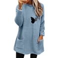 thumbnail image 1 of Ruyang Womens Fleece Top Womens Winter Coat Loose Wool Jacket Long Sleeved Jumper With Pockets Junior Crop Sweater, 1 of 4