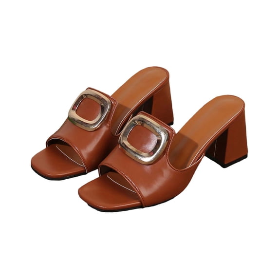Ruyang Womens High Heeled Slippers Women's Beach Slope Heel Slippers Hollow Casual Slippers Slope Bottom Shoes Retro Sandals
