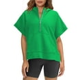 thumbnail image 1 of Ruyang Womens Oversized Short Sleeve Half Zip Hoodies 2024 Fashion Summer Sweatshirts with Pockets Dressy Casual Fashion Pullover Tops, 1 of 5