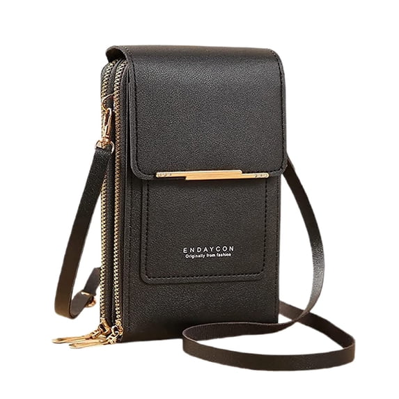Ruyang Womens Phone Wallet PU Leather Crossbody Bag Multi-Zip Vertical Purse Anti-Theft Sling Bag Fashion Single Shoulder Bag