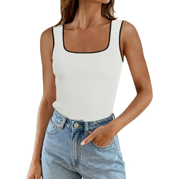 Ruyang Womens Ribbed Tank Tops 2024 Summer Sleeveless High Neck Casual Slim Fitted Basic Knit Shirts Women's Tanks & Camis