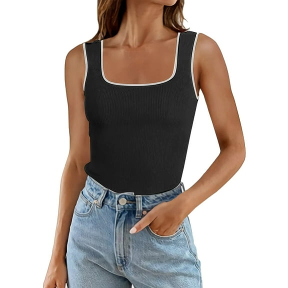 Ruyang Womens Ribbed Tank Tops 2024 Summer Sleeveless High Neck Casual Slim Fitted Basic Knit Shirts Women's Tanks & Camis