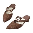 thumbnail image 1 of Ruyang Womens Summer Pointed Toe Sandals Fashion Flat Daily Casual Low Heeled Solid Color Outerwear Baotou Sandals, 1 of 6