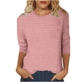 thumbnail image 1 of Ruyang Womens Tops 3/4 Sleeve Shirts Round Neck Loose Casual Blouses Solid Color Tshirts Cute Solid Three Quarter Length Tunic Tops, 1 of 4