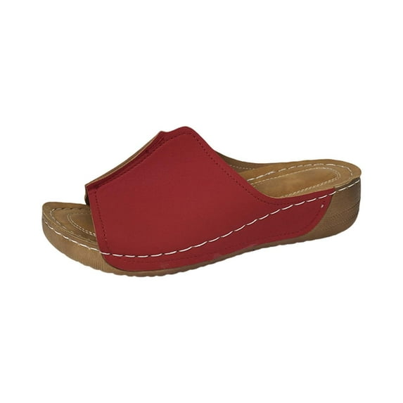 Ruyang Womens Walking Sandals Women's Beach Slope Heel Slippers Hollow Casual Slippers Slope Bottom Shoes Retro Sandals