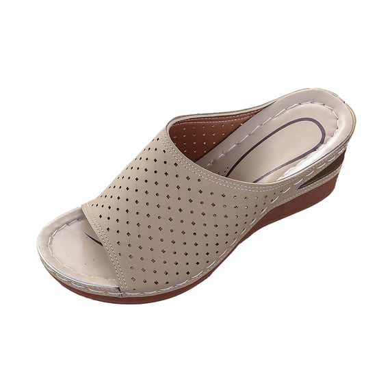 Ruyang Womens Wedge Sandals 2024 Women's Slip On Platform Sandals Comfortable Open Toe Flatform Chunky Sandals