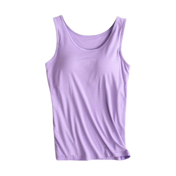 Ruyang Workout Tops Womens Tank Tops with Built in Bras Padded Basic Solid Summer Casual Tops Yoga Athletic Stretch Comfort Cami Shirts
