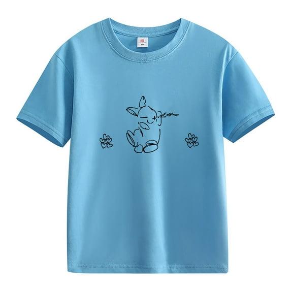 Ruyang Easter Shirt for Toddler Boys Girls Kids Summer Short Sleeve T Shirt Cute Bunny R𝐚bbit Graphic Tees Tops