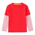 thumbnail image 1 of Ruyang Youth Cotton Soft Shirt Striped Sleeve Long Crew Neck Tops Clothes Baby Kids Unisex Lightweight Comfy Pullover Shirt, 1 of 5