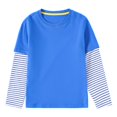 thumbnail image 1 of Ruyang Youth Cotton Soft Shirt Striped Sleeve Long Crew Neck Tops Clothes Baby Kids Unisex Lightweight Comfy Pullover Shirt, 1 of 4
