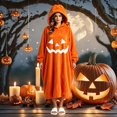 thumbnail image 1 of Ruyelune Black Adult Pumpkin Onesie Costume Funny Pumpkin Hooded Casual Pajama Set, Oversized Onesie Jumpsuit S, 1 of 4