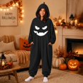 thumbnail image 1 of Ruyelune BlackHalloween Costumes For Women AdultHalloween Cute Onesie Pajamas for Women Men Funny Party Cosplay Costume Family Hooded Plush Cozy Warm SleepwearM, 1 of 6