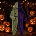 thumbnail image 1 of Ruyelune Green Adult Halloween Funny Hooded Jumpsuit Pajamas Loungewear Jack O Lantern Halloween Jumpsuit Costume - Hooded One Piece Cosplay Suit for Women and Men M, 1 of 4