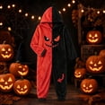 thumbnail image 1 of Ruyelune Red Halloween Pumpkin Onesie Pajamas for Family Plush Hooded Costume Wearable Pumpkin Plush Hooded Blanket Onesie Pajamas Cozy Loungewear Halloween Cosplay Costume for Adults 3XL, 1 of 4