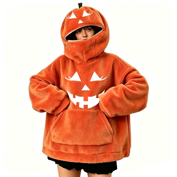 Ruyelune Red Plush Hooded Costume for Adults Plush Fleece Hooded Funny Cozy Pajamas Jumpsuit Thickened Casual Loungewear Outfits S