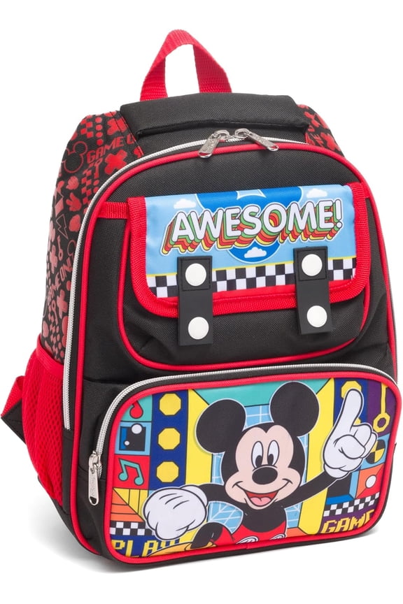 - Mickey Mouse 12 Inch Pre-School backpack with Padded Back and Adjustable Straps