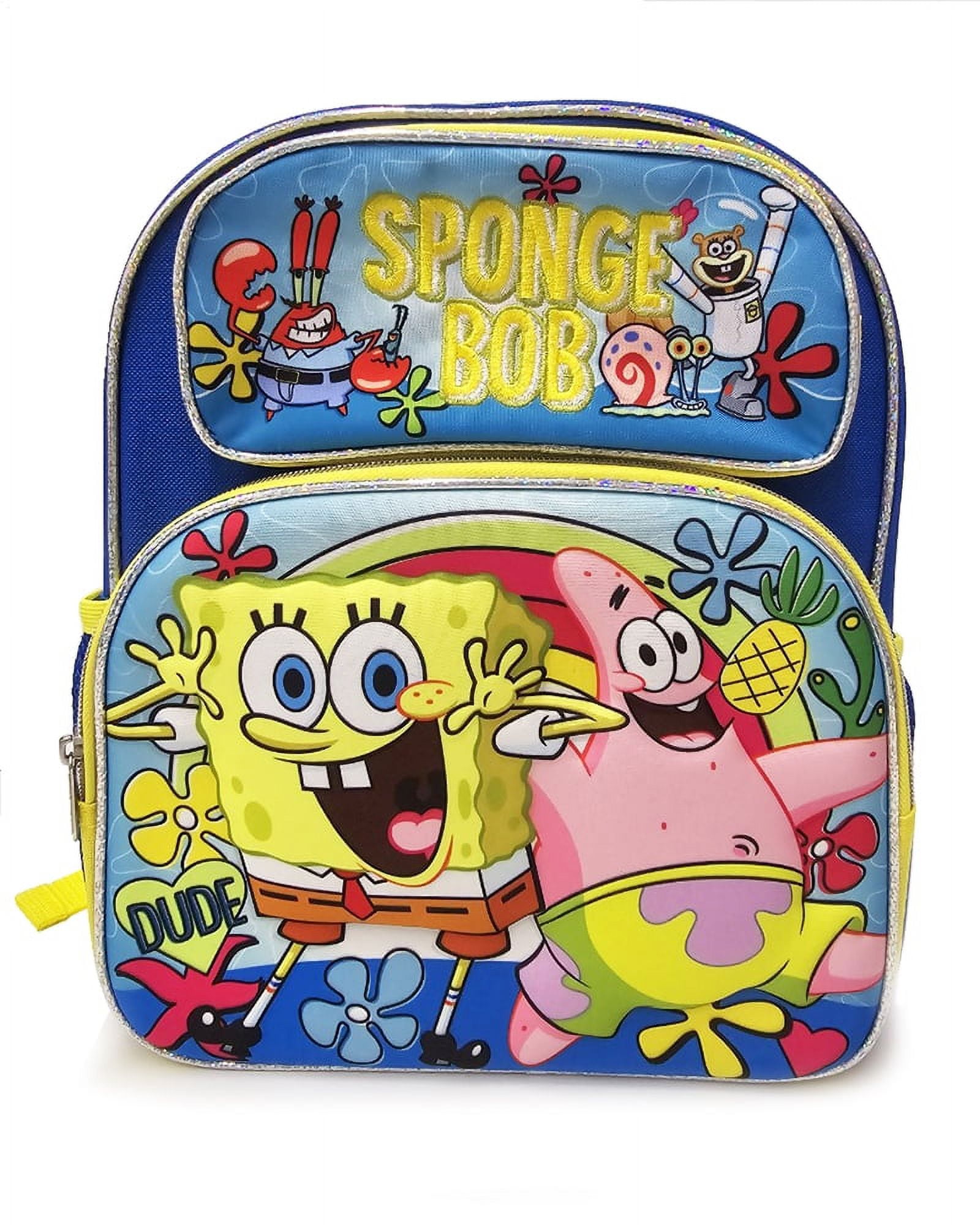 Ruz SpongeBob 12-Inch Mini Backpack For Toddlers & Kids – Blue & Yellow, Small Bookbag With Adjustable Straps - View #9
