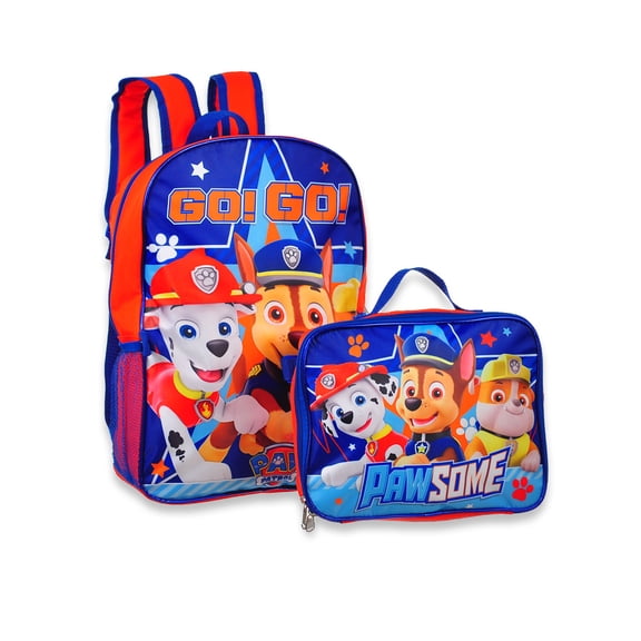 Ruz Paw Patrol Boys 16 Inch Backpack With Removable Matching Lunch Box Set Red-Blue