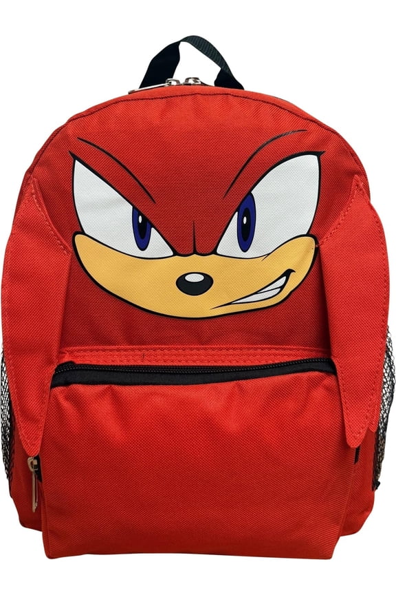 Sonic The Hedgehog 12" Small Backpack With 3D Features, Sonic - Shadow - Knuckles Kid's School Bag (Knuckles)
