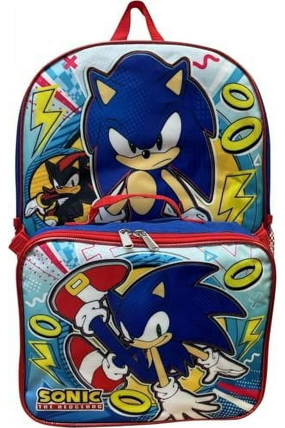 Sonic The Hedgehog 16 Inch Backpack With Detachable Matching Lunch Box Sonic III