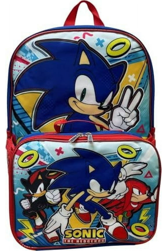 Sonic The Hedgehog 16 Inch Backpack With Detachable Matching Lunch Box Sonic I