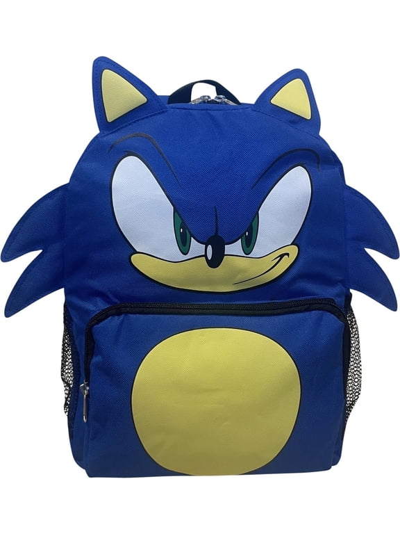 Sonic The Hedgehog Big Face School Backpack With 3D Ears And Quills Sonic 12"