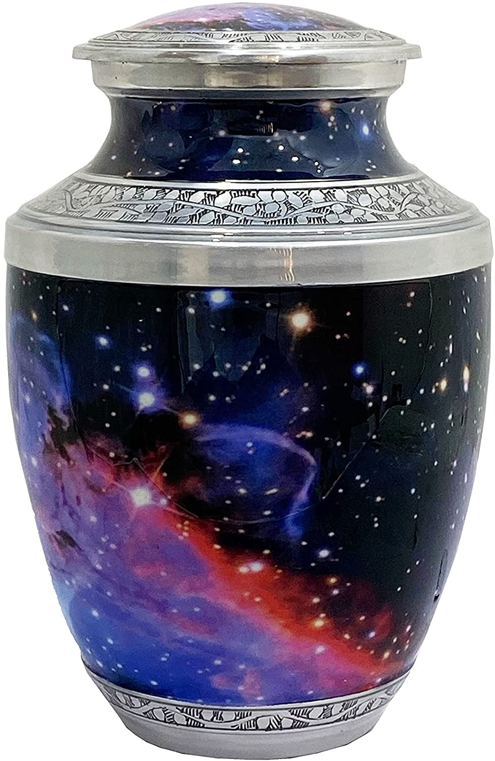 RUZIOON Lovely Cosmic Galaxy Universe Cremation Large Urn for Human Ashes - Adult Funeral Urn Handcrafted - Affordable Urn for Ashes (Adult (200 lbs)  10.5 x 6,Cosmic Galaxy Universe Urn)