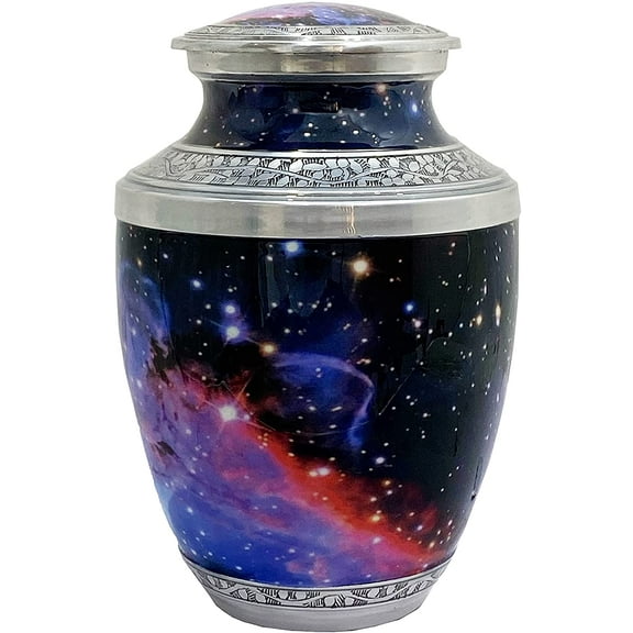 RUZIOON Lovely Cosmic Galaxy Universe Cremation Large Urn for Human Ashes - Adult Funeral Urn Handcrafted - Affordable Urn for Ashes (Adult (200 lbs)  10.5 x 6,Cosmic Galaxy Universe Urn)