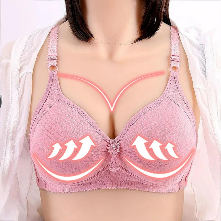 Ruziyoog Bras for Women One-Piece Bra Lingerie Soft Bralette Everyday  Underwear Pink 46 