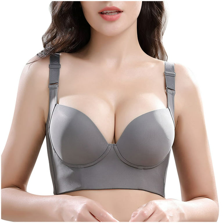 Ruziyoog Cotton Underwear Ladies Fashion Comfortable Breathable No Steel  Ring Seven-breasted Lift Breasts Bra Woman Underwear Summer Clearance Gray