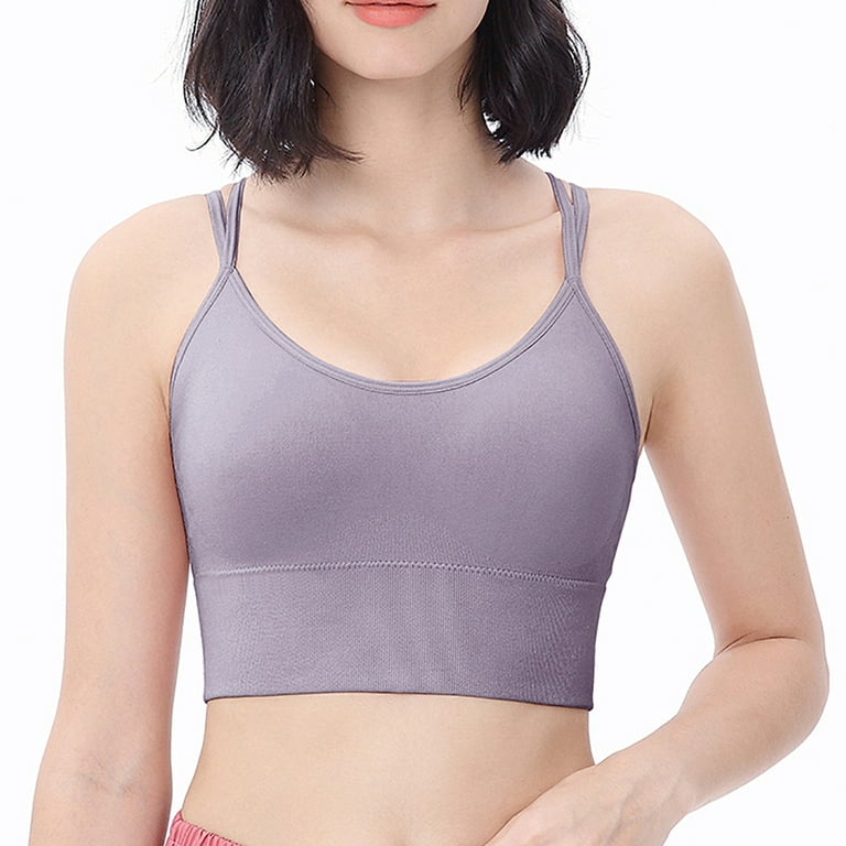 Ruziyoog Cotton Underwear Ladies Sports Bras Shockproof Large Size No Steel  Rings Bra Woman Yoga Fitness Summer Clearance Purple L