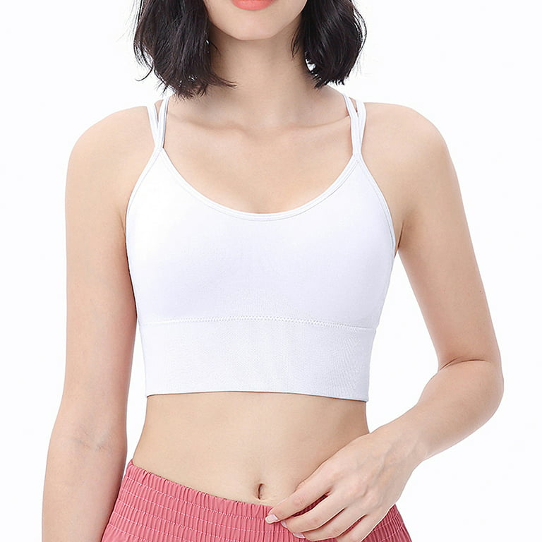Ruziyoog Cotton Underwear Ladies Sports Bras Shockproof Large Size No Steel  Rings Bra Woman Yoga Fitness Summer Clearance White M 