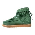 thumbnail image 1 of Ruziyoog Fashion Flat Heel Round Toe Fringed Boots Lace-up Women Short Boots Platform Nude Boots Green 36, 1 of 3